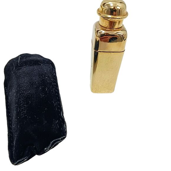 RARE Hermes GOLD AEROSPRAY Caleche Spray w Velvet Pouch 2.5" BOTTLE w Lid Vntg - Picture 7 of 12